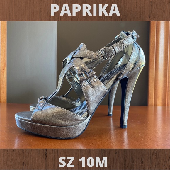 GUNMETAL GRAY PATIN LEATHER STILETTOS - SZ 10M - Picture 2 of 6